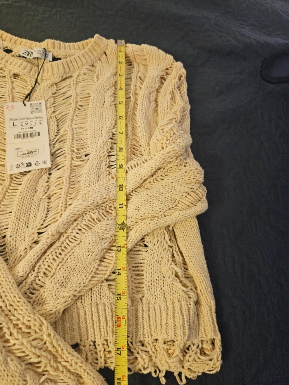 Zara Deconstructed Cream Crop Top